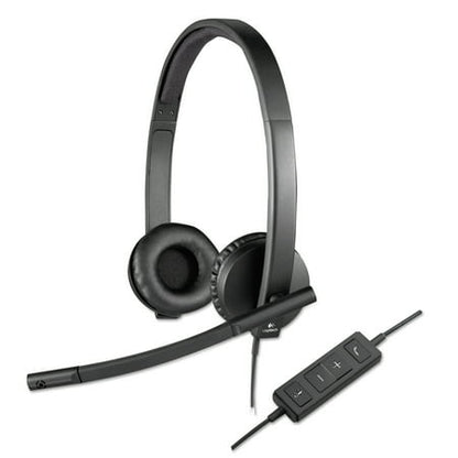Logitech H570e Over-the-Head Wired USB Headset  with Replaceable Earbands  Black