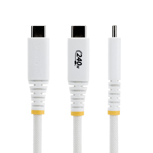 StarTech.com 6ft (1.8m) USB-C Charging Cable, Durable and Ultra-Flexible, 240W (5A) PD EPR, USB 2.0 Laptop Charger Cable, USB-IF Certified, Rugged USB-C Charging Cord - White