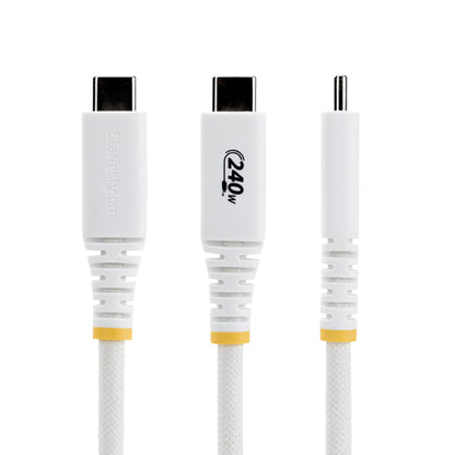 StarTech.com 6ft (1.8m) USB-C Charging Cable, Durable and Ultra-Flexible, 240W (5A) PD EPR, USB 2.0 Laptop Charger Cable, USB-IF Certified, Rugged USB-C Charging Cord - White