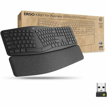 Logitech Ergo K860 Split Wireless Keyboard for Business  Ergonomic Design  Secured Logi Bolt Technology  Graphite