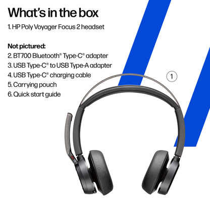 HP Poly Voyager Focus 2 USB-C-C Headset +USB-C/A Adapter