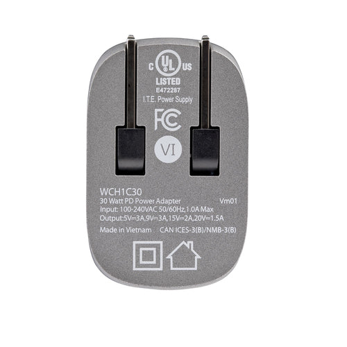 StarTech.com 30W USB-C Wall Charger - Portable GaN Charger w/ Power Delivery - 6ft Cable - USB C Power Adapter w/ Fast Charging - USB Type C Wall Charger, USB-C Charger