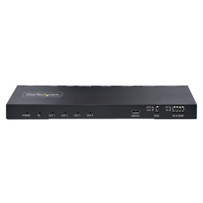 StarTech.com 4-Port HDMI Splitter, 4K 60Hz HDMI 2.0 Video, 4K HDMI Splitter w/ Built-in Scaler, HDMI Splitter 1 In 4 Out, 3.5mm/Optical Audio Port, HDMI Display/Output Splitter