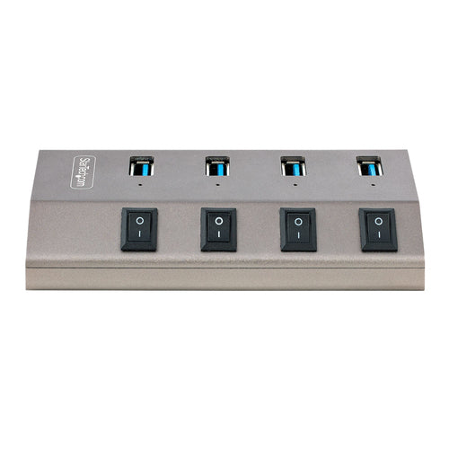 StarTech.com 4-Port Self-Powered USB-C Hub with Individual On/Off Switches, USB 3.0 5Gbps Expansion Hub w/Power Supply, Desktop/Laptop USB-C to USB-A Hub, USB Type C Hub w/BC 1.2