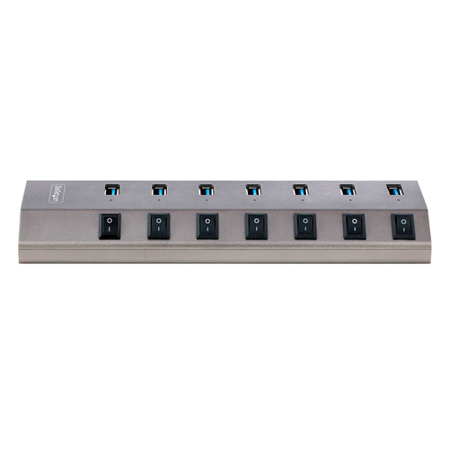 StarTech.com 7-Port Self-Powered USB-C Hub with Individual On/Off Switches, USB 3.0 5Gbps Expansion Hub w/Power Supply, Desktop/Laptop USB-C to USB-A Hub, USB Type C Hub w/BC 1.2