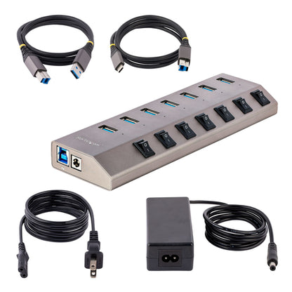 StarTech.com 7-Port Self-Powered USB-C Hub with Individual On/Off Switches, USB 3.0 5Gbps Expansion Hub w/Power Supply, Desktop/Laptop USB-C to USB-A Hub, USB Type C Hub w/BC 1.2