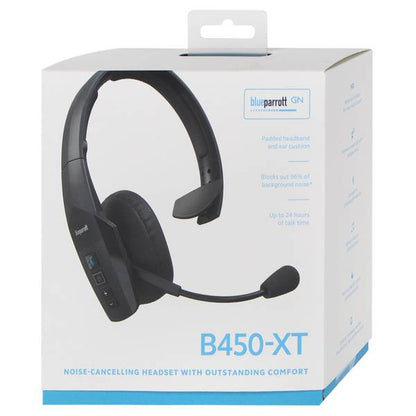 BlueParrott B450-XT Wireless Bluetooth Mono Headset with 96% Noise Cancellation Microphone & Padded Headband  Black