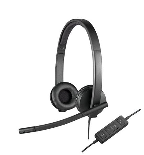 Logitech H570e Over-the-Head Wired USB Headset  with Replaceable Earbands  Black