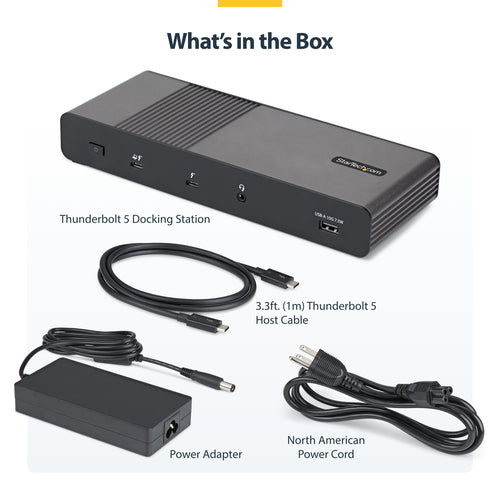 StarTech.com Thunderbolt 5 Universal Docking Station for Mac & Windows with Quad Monitors, 140W Power Delivery, 120Gbps Bandwidth Boost, 2.5Gb Ethernet, USB-C & USB-A Ports