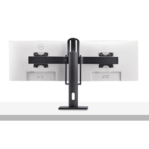 StarTech.com Crossbar Dual Monitor Desk Stand For Double 27-inch Screens, VESA Mount 75x75/100x100, Toolless Height Adjustment, Up To 13.2lb (6kg) Per Display