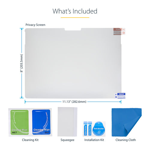 StarTech.com 4-Way Privacy Screen For 13-inch Surface Pro 8/9/X/11 Laptop, Portrait/Landscape Modes, Touch-Enabled, +/- 30 Deg. View, Blocks up to 51% Blue Light, Anti-Glare