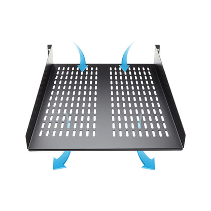 StarTech.com 2U Server Rack Shelf - Universal Vented Rack Mount Cantilever Tray for 19" Network Equipment Rack & Cabinet - Heavy Duty Steel – Weight Capacity 50lb/23kg - 22" Deep Shelf, Black