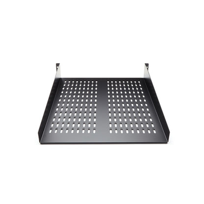 StarTech.com 2U Server Rack Shelf - Universal Vented Rack Mount Cantilever Tray for 19" Network Equipment Rack & Cabinet - Heavy Duty Steel – Weight Capacity 50lb/23kg - 22" Deep Shelf, Black