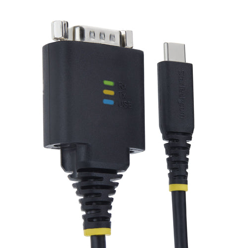 StarTech.com 1ft (30cm) USB-C to Serial Adapter Cable, COM Retention, FTDI Chipset, Type-C to Male DB9 RS232, Status LEDs, Interchangeable DB9 Screws and Nuts