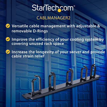 StarTech.com 1U 19in Metal Rackmount Cable Management Panel
