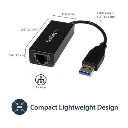 StarTech.com USB 3.0 to Gigabit Ethernet Network Adapter, 10/100/1000 Mbps, USB to RJ45, USB 3.0 to LAN Adapter, USB 3.0 Ethernet Adapter (GbE), TAA Complaint