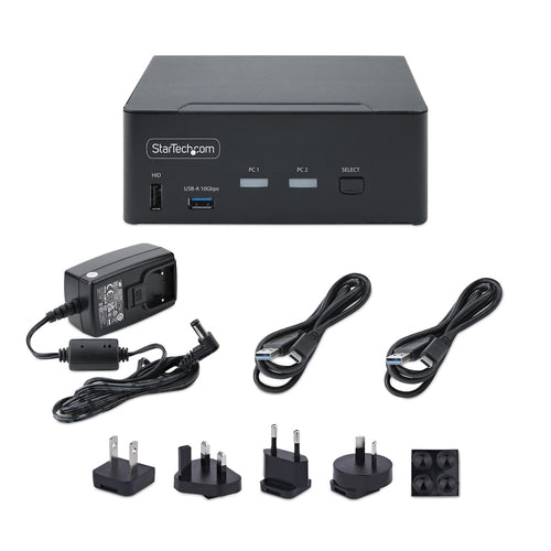 StarTech.com 2-Port Dual-Monitor DisplayPort KVM Switch, 8K 60Hz / 4K 144Hz, DP 1.4, 2x USB 10Gbps Ports, 4x USB HID Ports, Hotkey Switching, TAA Compliant