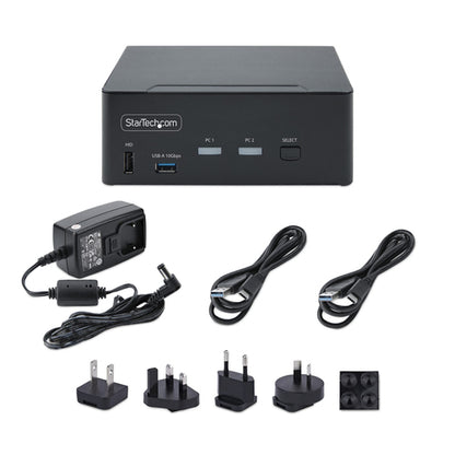 StarTech.com 2-Port Dual-Monitor DisplayPort KVM Switch, 8K 60Hz / 4K 144Hz, DP 1.4, 2x USB 10Gbps Ports, 4x USB HID Ports, Hotkey Switching, TAA Compliant
