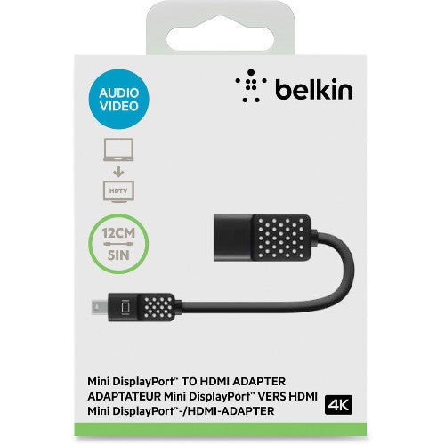 Belkin Mini DisplayPort to HDMI Adapter 4k Compatible Black