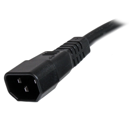 StarTech.com 3ft (1m) Heavy Duty Extension Cord, IEC 320 C14 to IEC 320 C15 Black Extension Cord, 15A 250V, 14AWG, Heavy Gauge Power Extension Cable, IEC 320 C14 to IEC 320 C15 AC Power Cord - UL Listed