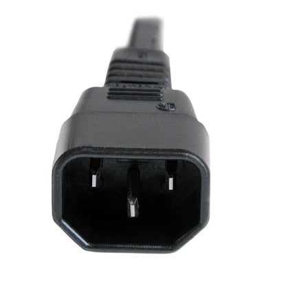 StarTech.com 3ft (1m) Heavy Duty Extension Cord, IEC 320 C14 to IEC 320 C15 Black Extension Cord, 15A 250V, 14AWG, Heavy Gauge Power Extension Cable, IEC 320 C14 to IEC 320 C15 AC Power Cord - UL Listed