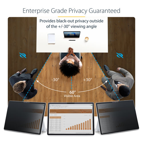 StarTech.com 4-Way Privacy Screen For 13-inch Surface Pro 8/9/X/11 Laptop, Portrait/Landscape Modes, Touch-Enabled, +/- 30 Deg. View, Blocks up to 51% Blue Light, Anti-Glare