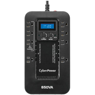 CyberPower EC650LCD uninterruptible power supply (UPS) Standby (Offline) 0.65 kVA 390 W 8 AC outlet(s)