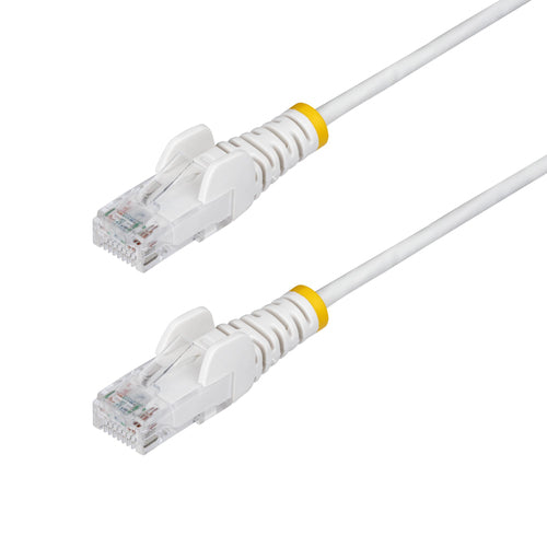 StarTech.com 10ft White Slim CAT6 Ethernet Cable, Snagless, 100W PoE, UTP, LSZH, 28AWG Pure Bare Copper Wire, Slim RJ45 Network Patch Cord w/Strain Reliefs, Individually Tested