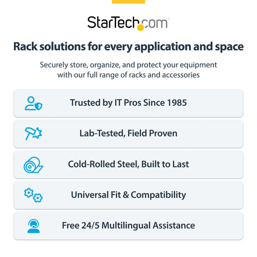 StarTech.com 42U Enterprise-Grade Server Rack Cabinet Kit, 19in Enclosed 4-Post Rack with Built-in Cable Management, 35in (89cm) Mounting Depth, 3307lb (1500kg) Capacity