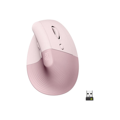 Logitech - Lift Vertical Wireless Optical Ergonomic Mouse with 4 Customizable Buttons - Wireless - Rose
