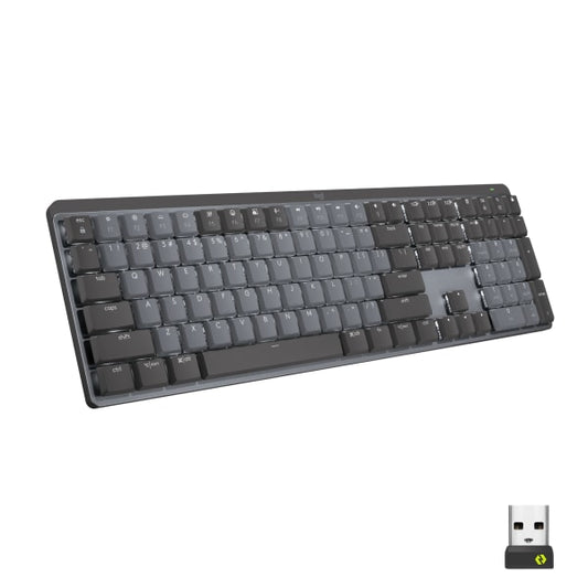 Logitech MX Mechanical Wireless Illuminated Performance Keyboard  Tactile Quiet Switches  Backlit Keys  Bluetooth  USB-C  macOS  Windows  Linux  iOS  Android  Metal  ‎Graphite