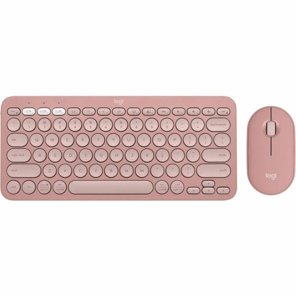 Logitech - Pebble 2 Combo Compact Wireless Scissor Keyboard and Mouse Bundle for Windows, macOS, iPadOS, Chrome - Rose