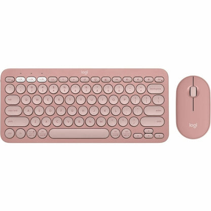 Logitech - Pebble 2 Combo Compact Wireless Scissor Keyboard and Mouse Bundle for Windows, macOS, iPadOS, Chrome - Rose