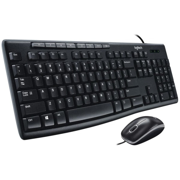 Logitech MK200 Media Combo  Keyboard/Mouse  Wired  USB  Black