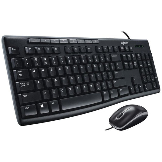 Logitech MK200 Media Combo  Keyboard/Mouse  Wired  USB  Black