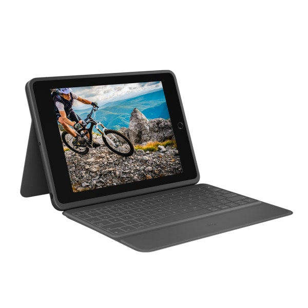 Logitech - Rugged Folio Keyboard Folio for Apple iPad (7th, 8th & 9th Gen) with Durable Spill-Proof Design - Graphite