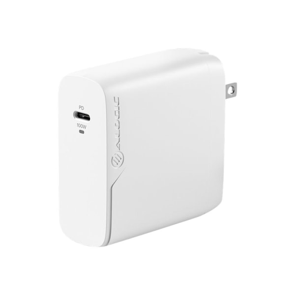 ALOGIC Rapid Power 1X100 GaN Charger - Power adapter - 100 Watt - 5 A - PD 3.0 (USB-C) - on cable: USB-C - white - United States