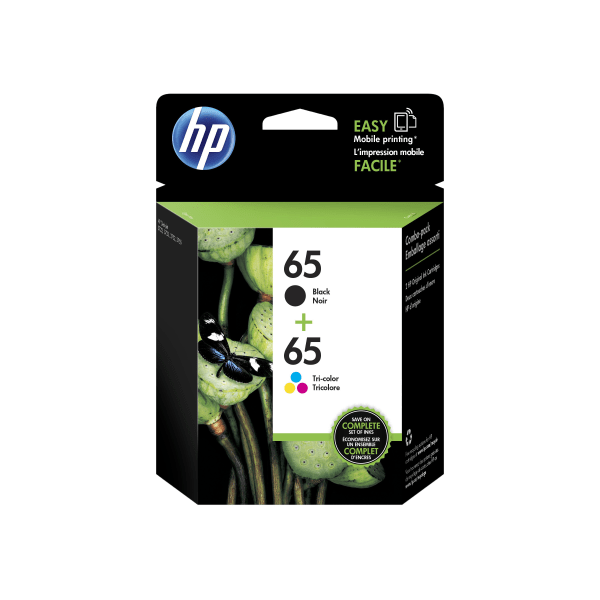 HP 65 2-pack Black/Tri-color Original Ink Cartridges  ~120 pages  T0A36AN#140