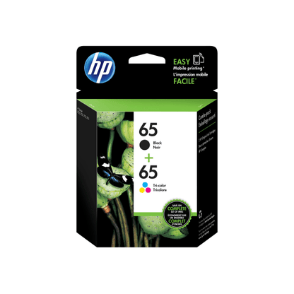 HP 65 2-pack Black/Tri-color Original Ink Cartridges  ~120 pages  T0A36AN#140