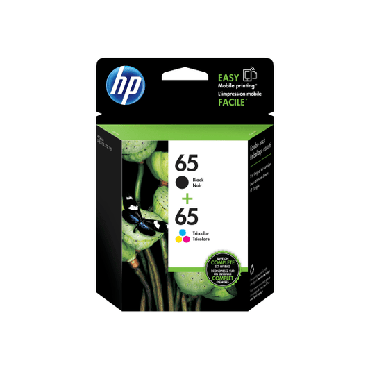 HP 65 2-pack Black/Tri-color Original Ink Cartridges  ~120 pages  T0A36AN#140