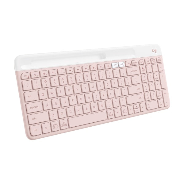 Logitech K585 Slim Multi-Device Wireless Keyboard - Wireless Connectivity - Bluetooth/RF - 2.40 GHz - Notebook  Smartphone - PC  Mac - AAA Battery Size Supported - Rose