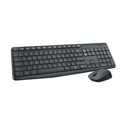 Logitech® MK235 Wireless Straight Full-Size Keyboard & Ambidextrous Optical Mouse  Black