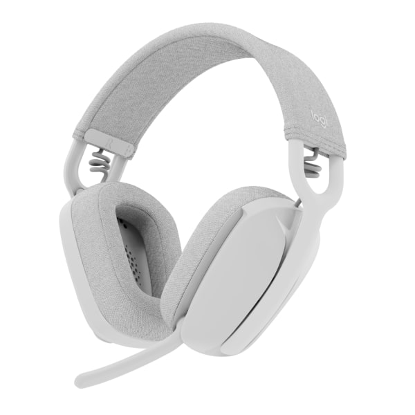 Logitech Zone Vibe 100 Lightweight Wireless Over Ear Headphones with Noise Canceling Microphone  Advanced Multipoint Bluetooth Headset  Works with Teams  Google Meet  Zoom  Mac/PC - Off White