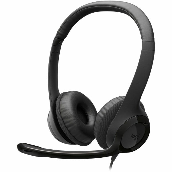 Logitech H390 Headset - Stereo - USB Type C - Wired - 32 Ohm - 20 Hz to 20 kHz - Over-the-head - Binaural - Supra-aural - 6.23 ft Cable - Noise Cancelling  Bi-directional Microphone - Black