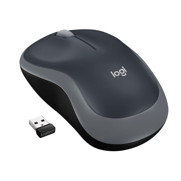 Logitech M185 Wireless Mouse  2.4GHz with USB Mini Receiver  12-Month Battery Life  1000 DPI Optical Tracking  Ambidextrous  Swift Gray