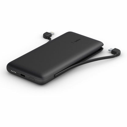 Belkin Power Bank  BoostCharge Plus 10k mAh Portable Charger w/Integrated Lightning Cable & USB-C Cable - iPhone Charger - Battery Pack for iPhone 16 Pro Max  iPhone 16  iPhone 15  iPhone 14 - Black