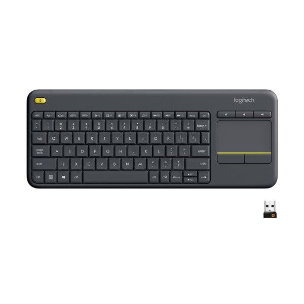 Logitech K400 Plus Wireless Touch TV Keyboard With Easy Media Control and Built-in Touchpad  HTPC Keyboard for PC-connected TV  Windows  Android  ChromeOS  Laptop  Tablet