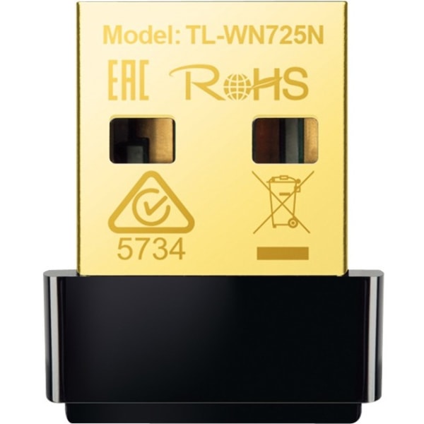 TP-LINK TL-WN725N Nano Wireless N150 Adapter  150Mbps  IEEE 802.11b/g/n  WEP  WPA / WPA2  Plug & Play in Windows 10 (32 bit & 64 bit)