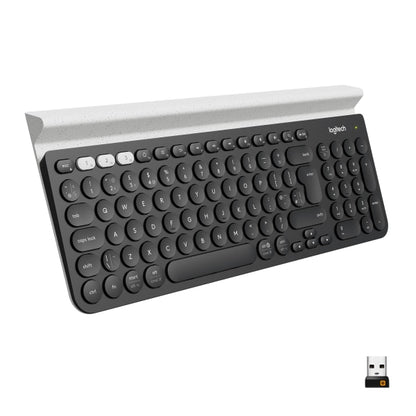 Logitech K780 Multi-Device Wireless Keyboard for Windows  Apple  Android or Chrome  Wireless 2.4GHz  Bluetooth  Smartphone and Tablet Cradle  Quiet  compatible with PC  Mac  Laptop