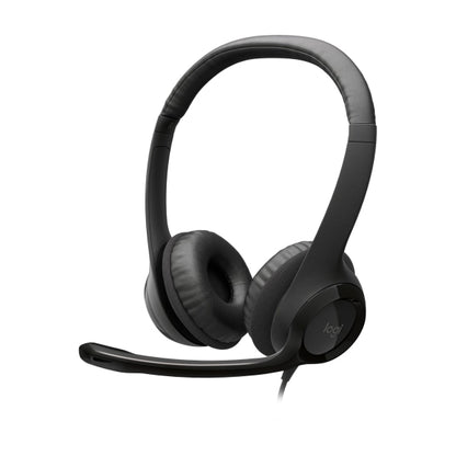 Logitech H390 Wired Headset  Stereo Headphones with Noise-Cancelling Microphone  USB  In-Line Controls  PC/Mac/Laptop - Black